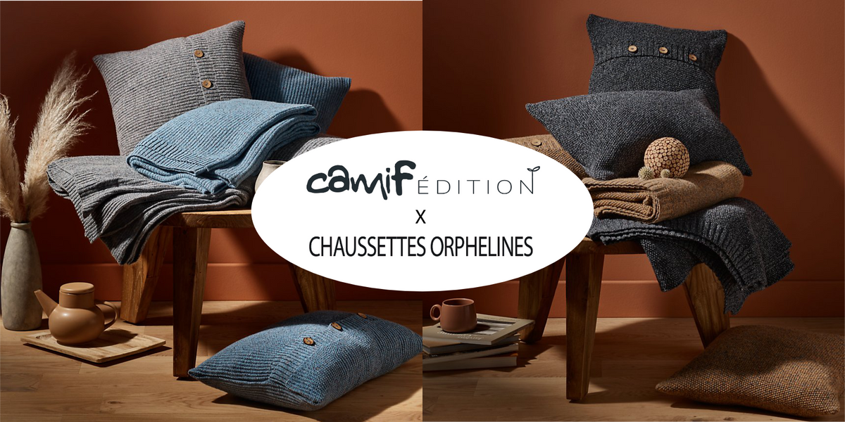 Du linge de maison Chaussettes Orphelines en collaboration avec CAMIF