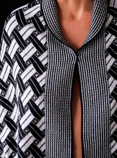 Veste poncho à col rond Jacquard