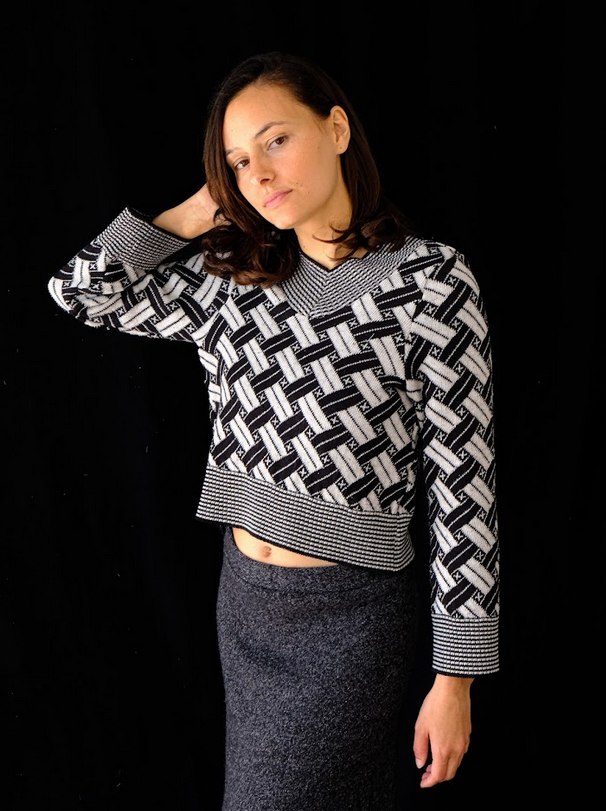 Pullover col en V Jacquard